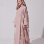 Kaftan Lavender Crystal Lace Abaya
